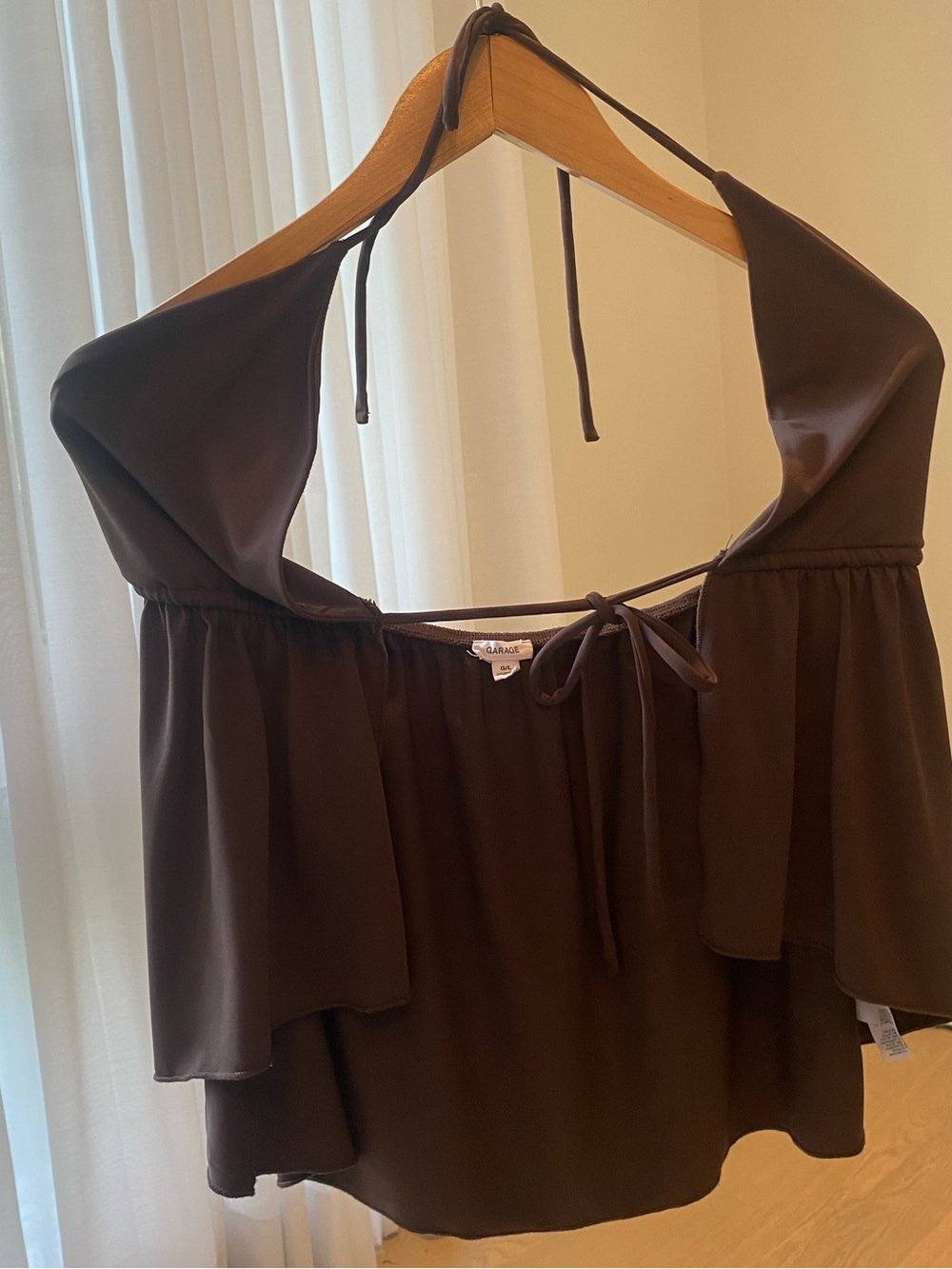 Garage Brown Halter Ruffle Camisole